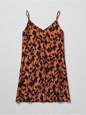 SHEIN Orange and Black Leopard Print Slip Dress
